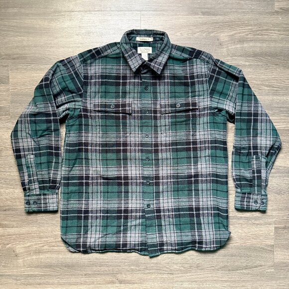*Vintage L.L. Bean Men's Chamois Cloth Plaid Shirt - Green - Picture 1 of 5